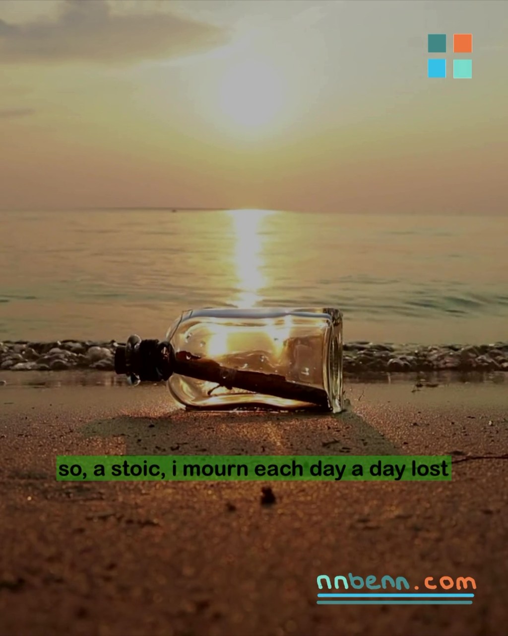 so, a stoic, i mourn each day a day&nbsp;lost